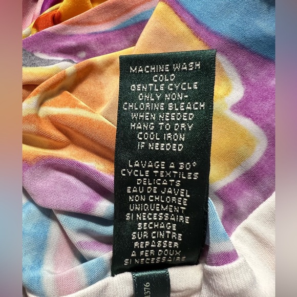 Lauren Ralph Lauren EUC Size 8P Tropical Floral Ruched Faux Wrap Dress (0464) - Picture 12 of 13